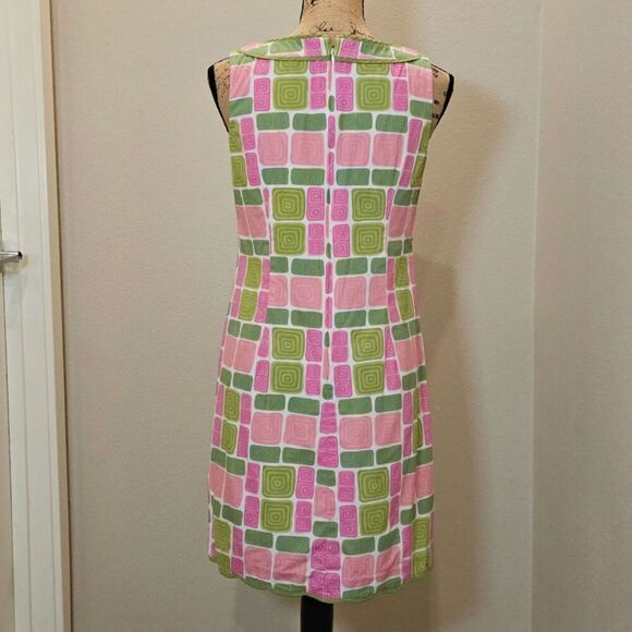 Talbots Women's Pink/Green Sleeveless Scalloped Hem Dress Size 4 - Picture 4 of 7